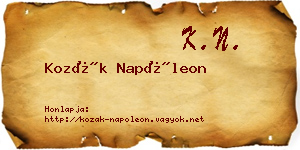 Kozák Napóleon névjegykártya